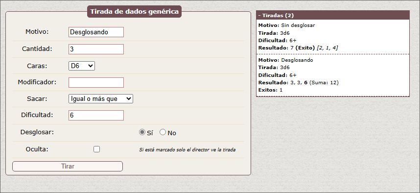 Captura de pantalla de la interfaz.